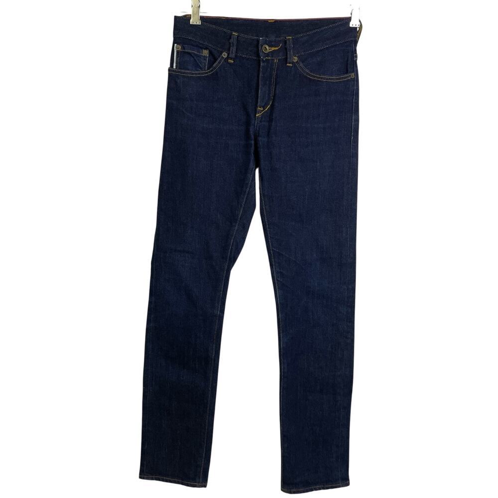 Raleigh Selvedge Straight Leg Jeans 25 Blue White Oak Cotton Stretch USA 26x28